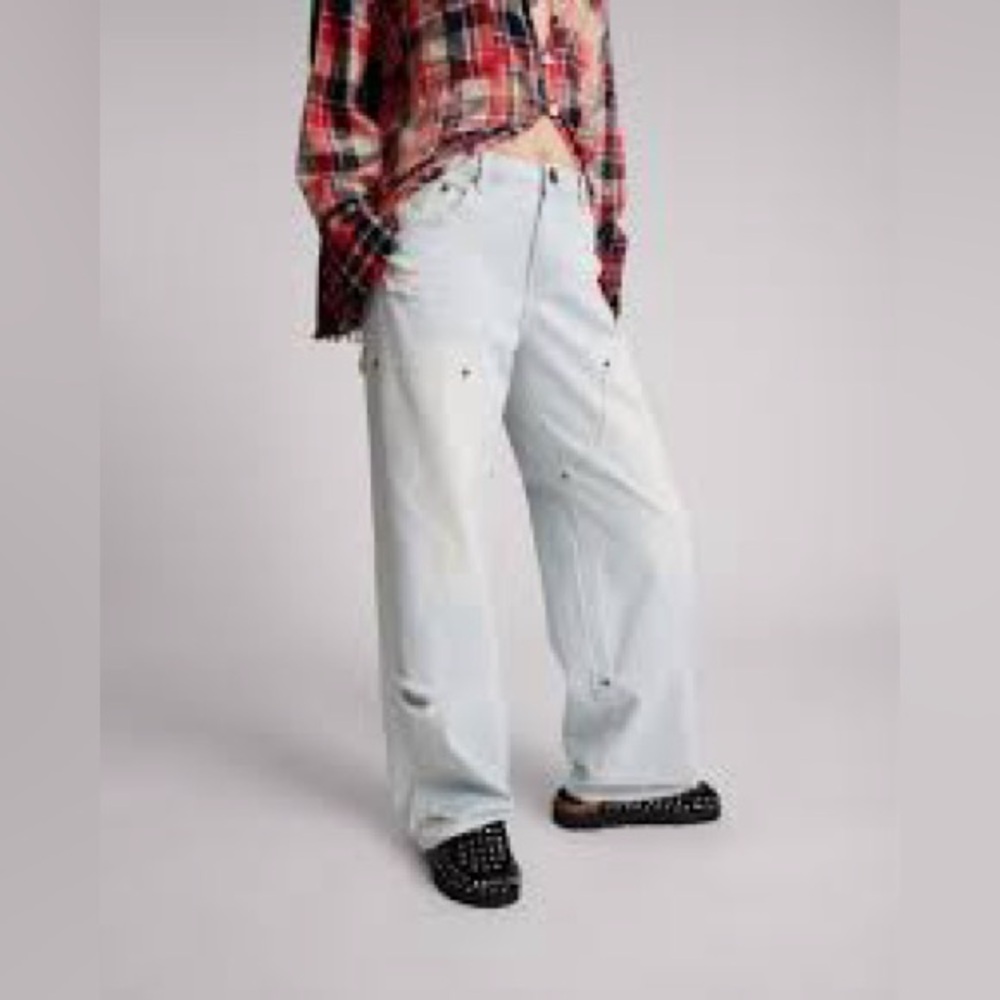 Free People One Teaspoon Jackson Mid Waist Wide Leg Denim Jeans Le Surf 90s - Picture 4 of 11